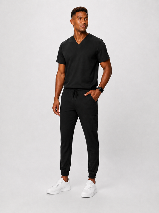 Black Full Scrub (V-neck top / Jogger pants)