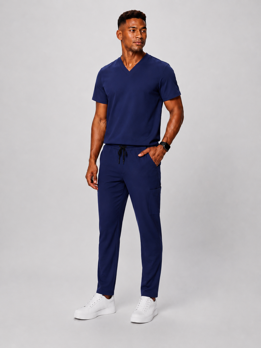 Midnight Blue Full Scrub (V-neck top / Regular pants)