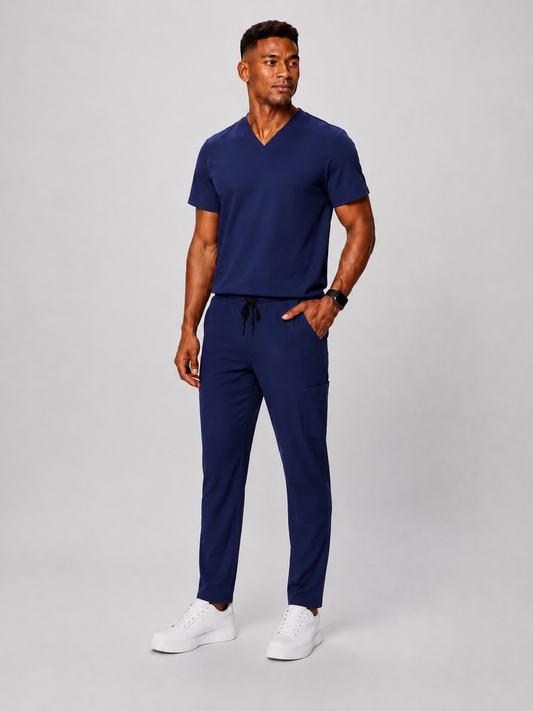 Midnight Blue Full Scrub (V-neck top / Regular pants)