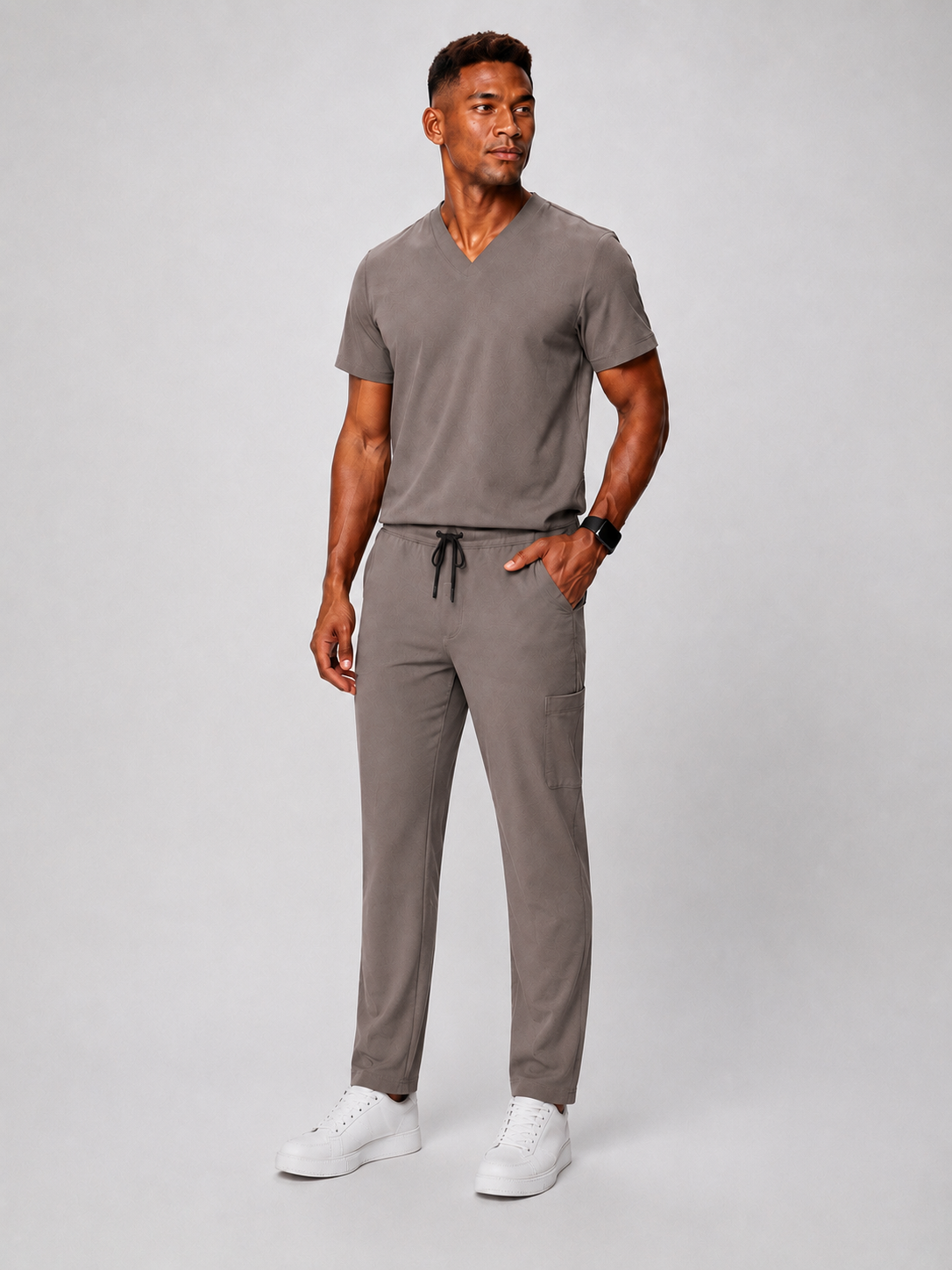 Dark Latte Full Scrub (V-neck top / Regular pants)