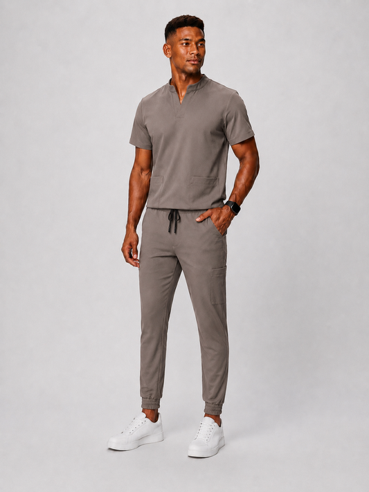 Dark Latte Full Scrub (Half collar top / Jogger pants)