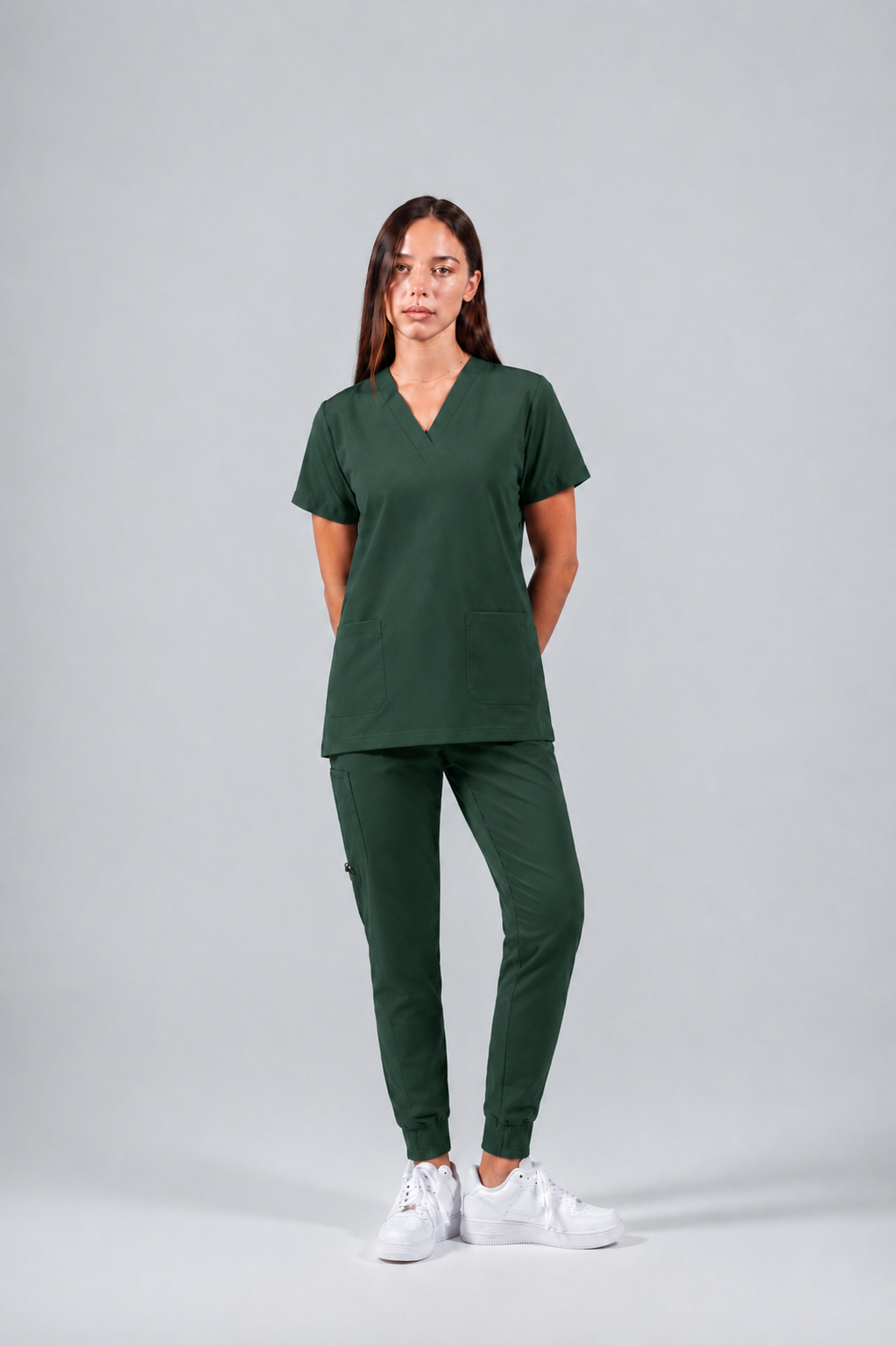 Olive Green Full Scrub (V-neck top / Jogger pants)