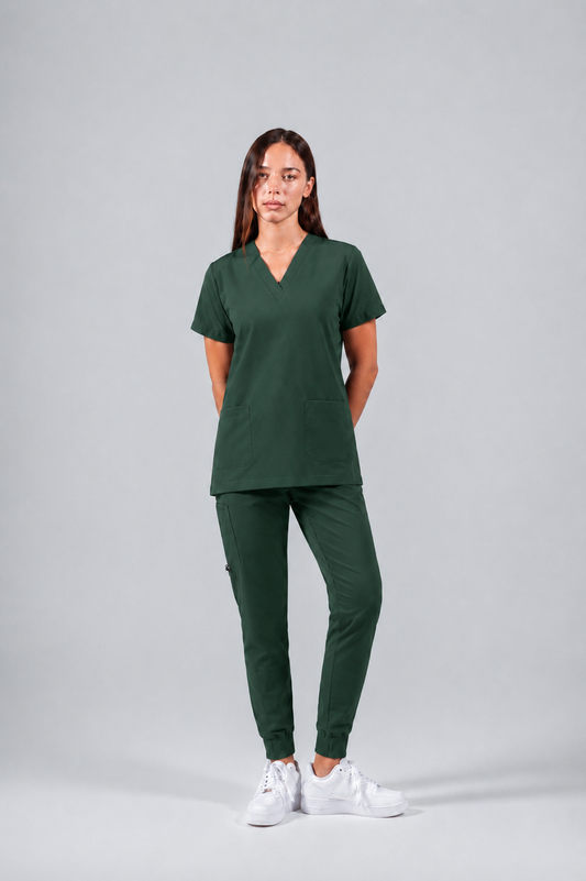 Olive Green Full Scrub (V-neck top / Jogger pants)