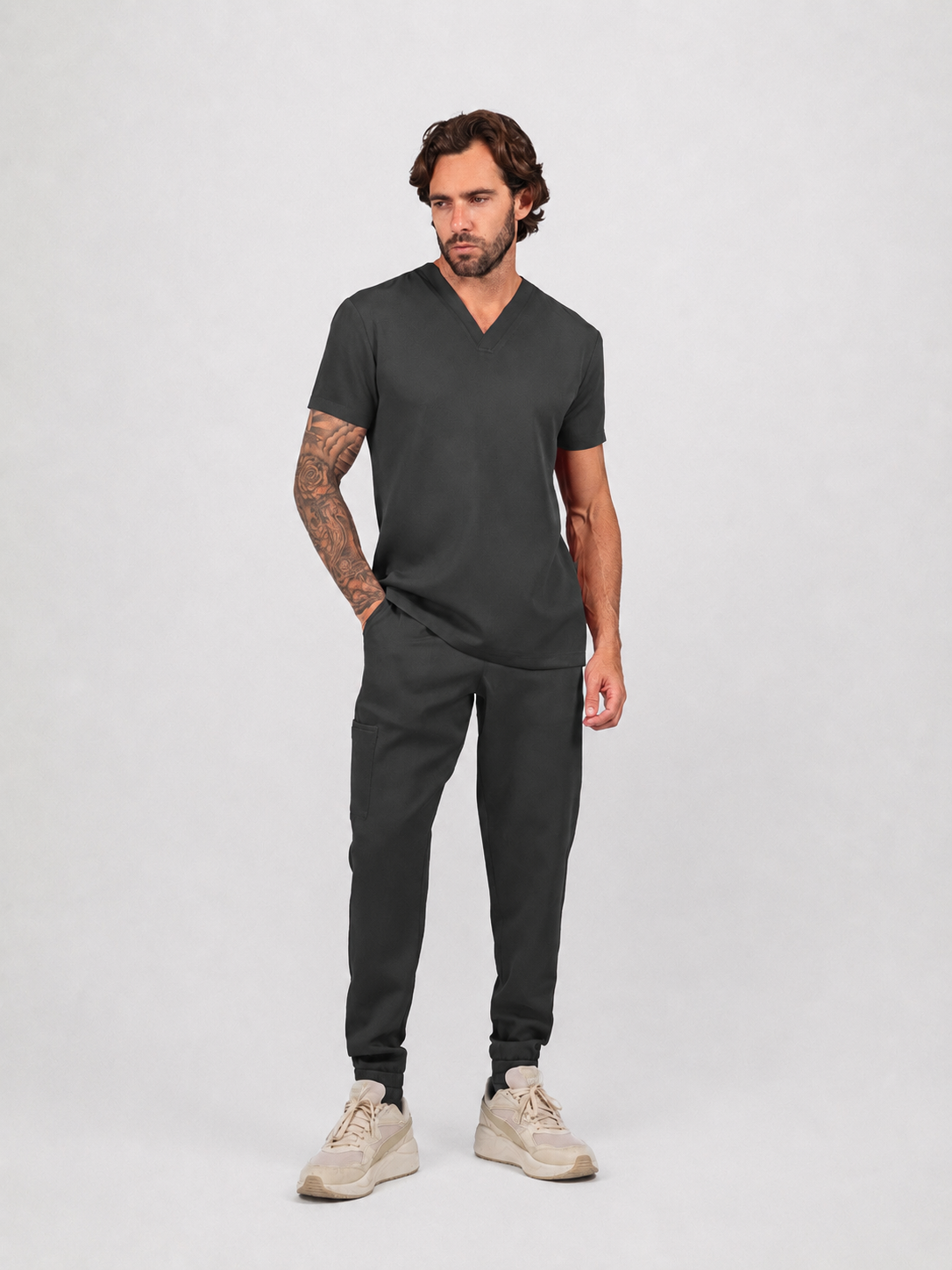 Dark Gray Full Scrub (V-neck top / Jogger pants)
