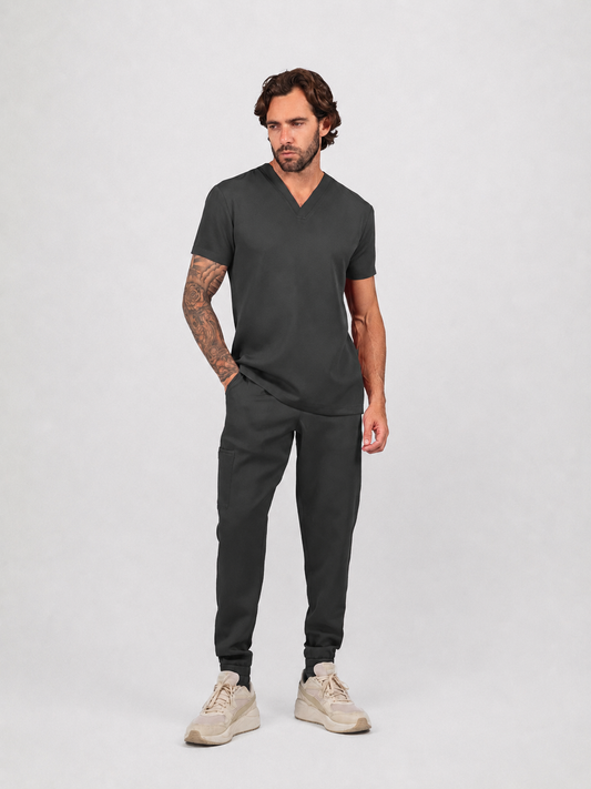 Dark Gray Full Scrub (V-neck top / Jogger pants)