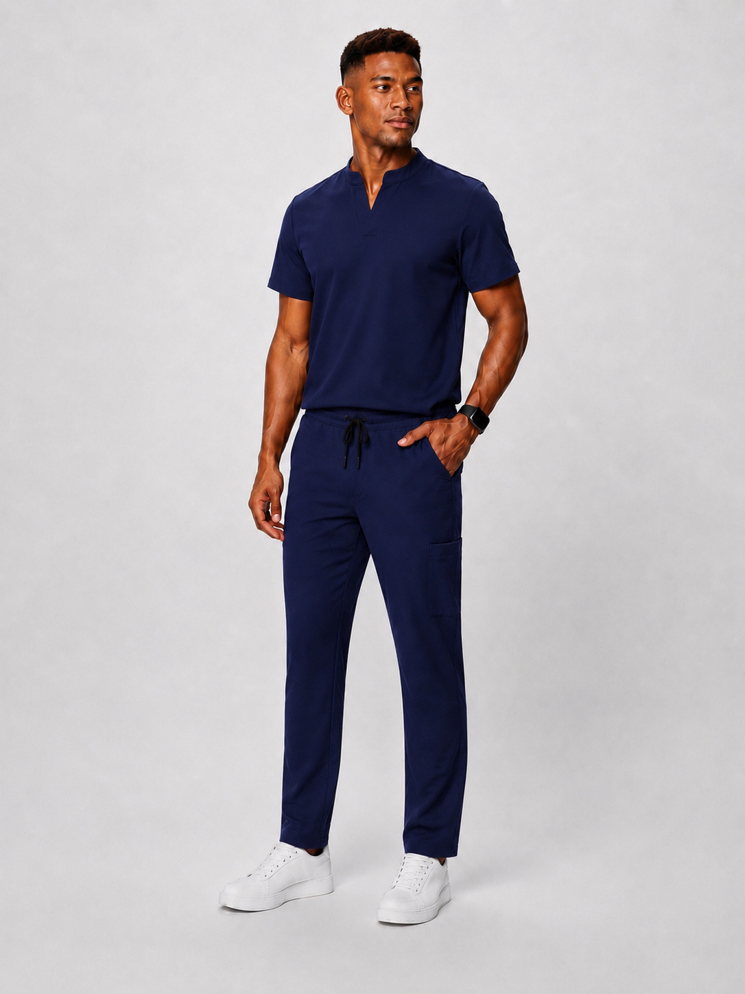 Midnight Blue Full Scrub (Half collar top / Regular pants)