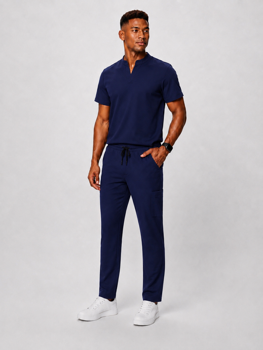Midnight Blue Full Scrub (Half collar top / Regular pants)