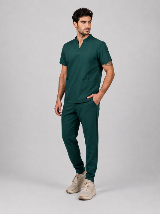 Forest Green Full Scrub (Half collar top / Jogger pants)