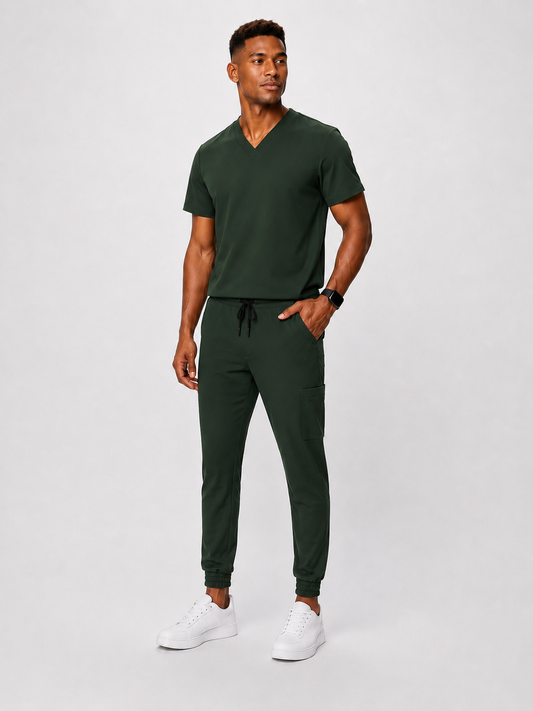 Olive Green Full Scrub (V-neck top / Jogger pants)