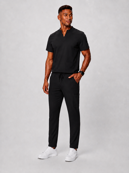 Black Full Scrub (Half collar top / Regular pants)