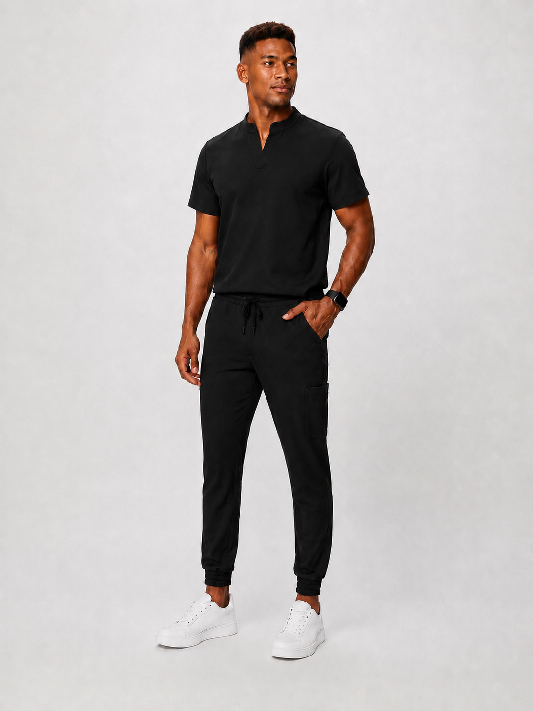 Black Full Scrub (Half collar top / Jogger pants)