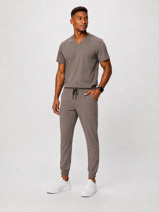 Dark Latte Full Scrub (V-neck top / Jogger pants)